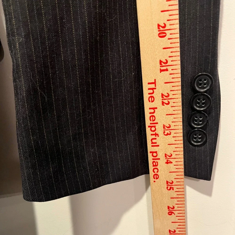 Jos. A. Bank Mens Black Pinstripe Two Button Suit Blazer and Cuffed Pants Set